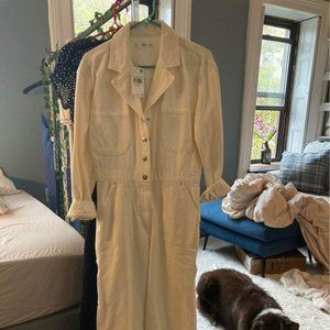 Mango White Denim Jumpsuit (size S)